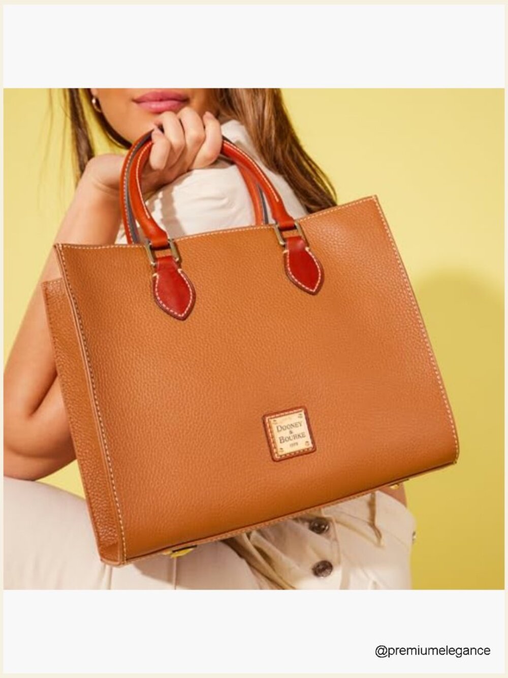Pebble Grain Leather Satchel Handbag, Adjustable Crossbody Strap - Picture 2 of 6